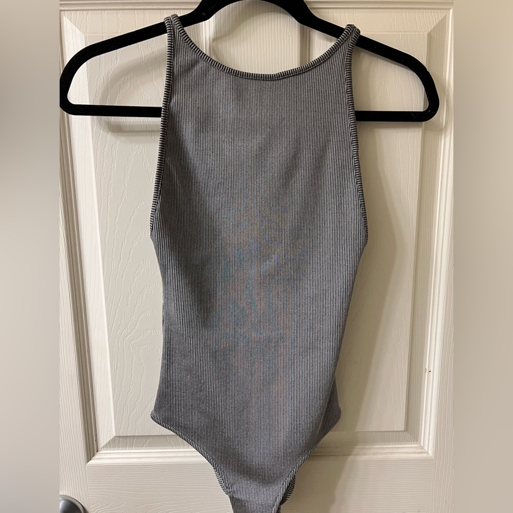 Grey Ribbed Bodysuit